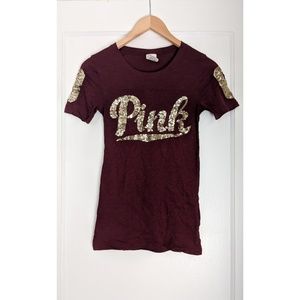 Victoria's Secret Baseball Tee with Gold Sequins